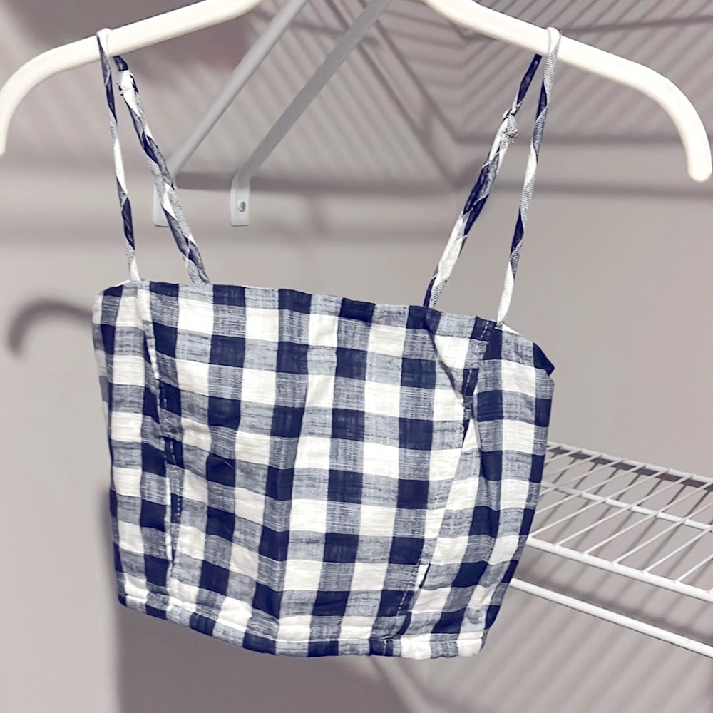Stillwater Gingham Cropped Linen Tank